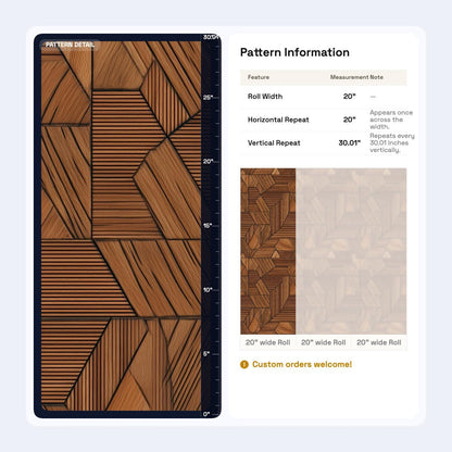 3D Wood Panel Wallpaper Geometric Walnut Pattern Modern Office Accent Wall Decor