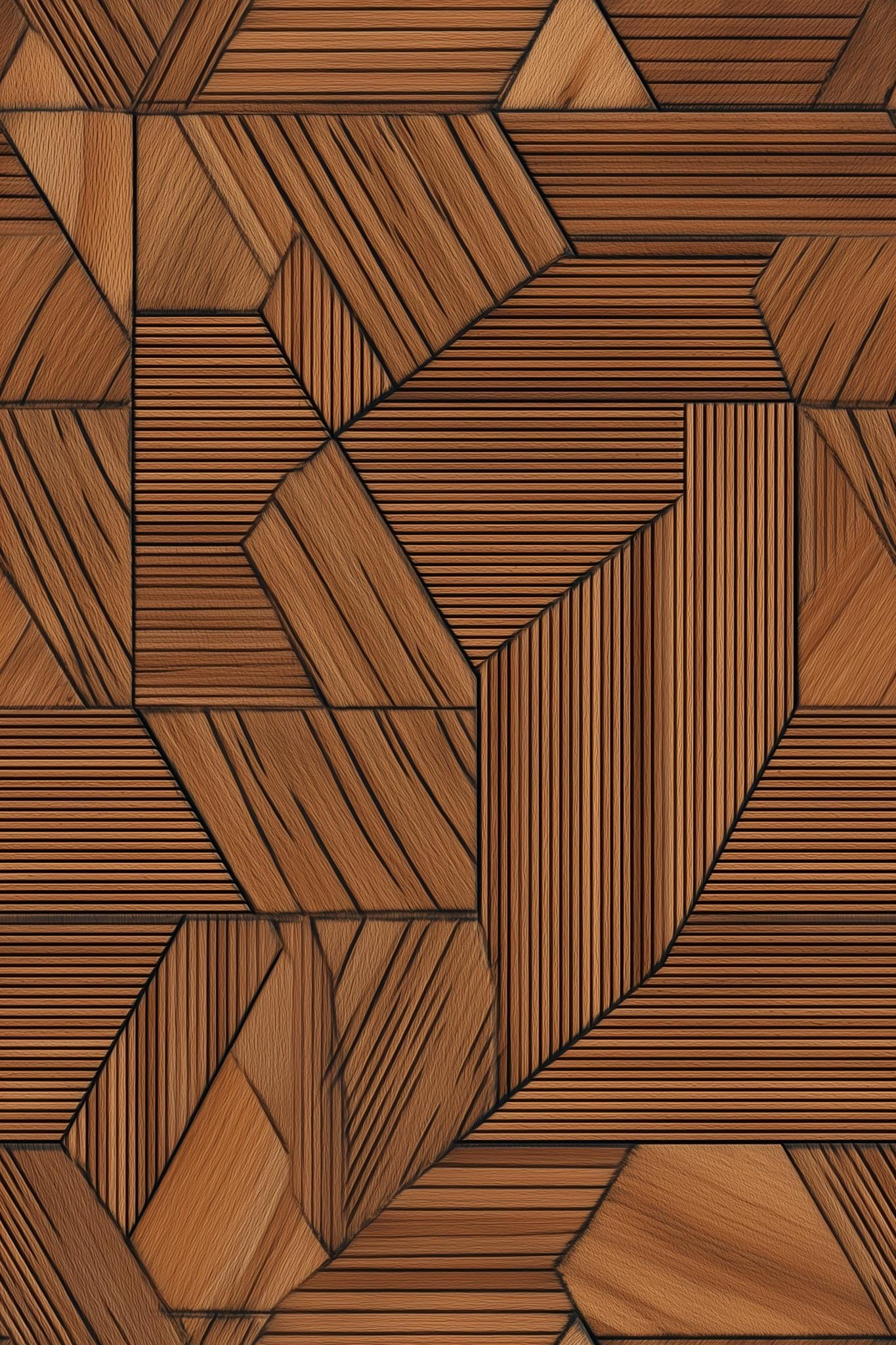 3D Wood Panel Wallpaper Geometric Walnut Pattern Modern Office Accent Wall Decor