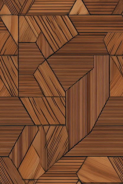3D Wood Panel Wallpaper Geometric Walnut Pattern Modern Office Accent Wall Decor