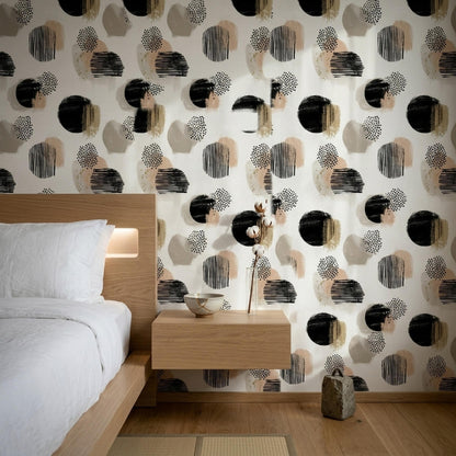Bauhaus Abstract Shapes Wallpaper Neutral Geometric Pattern Modernist Wall Decor
