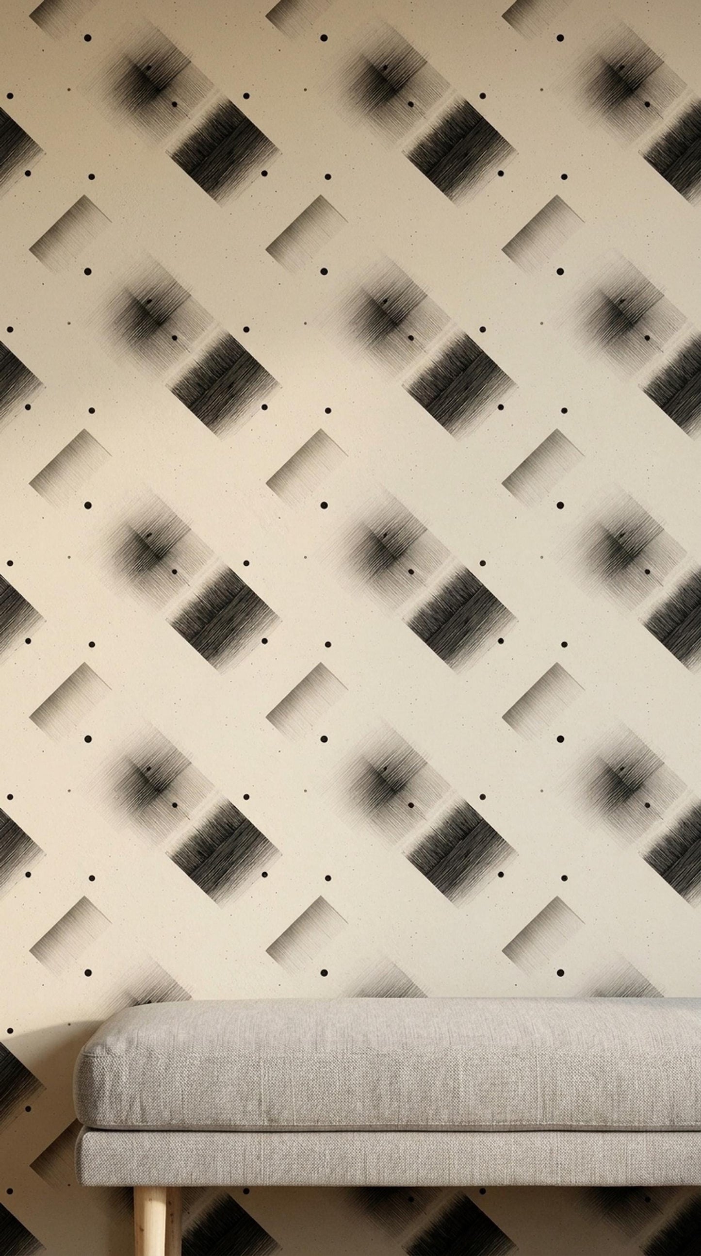 Charcoal Geometric Wallpaper Minimalist Abstract Pattern Contemporary Bauhaus Decor