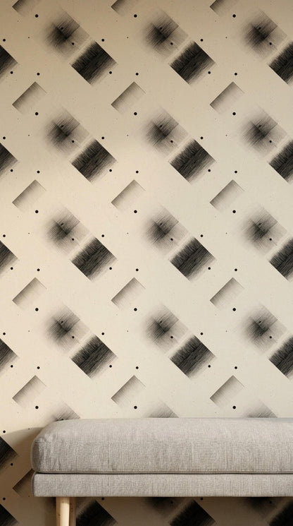 Charcoal Geometric Wallpaper Minimalist Abstract Pattern Contemporary Bauhaus Decor