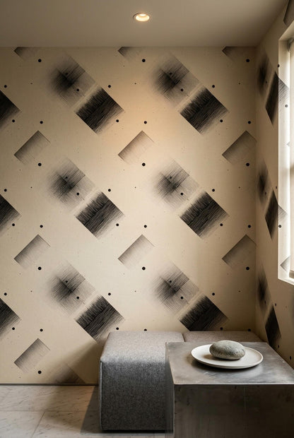 Charcoal Geometric Wallpaper Minimalist Abstract Pattern Contemporary Bauhaus Decor