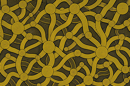 Abstract Concentric Circles Wall Mural Gold Black Geometric Statement Decor