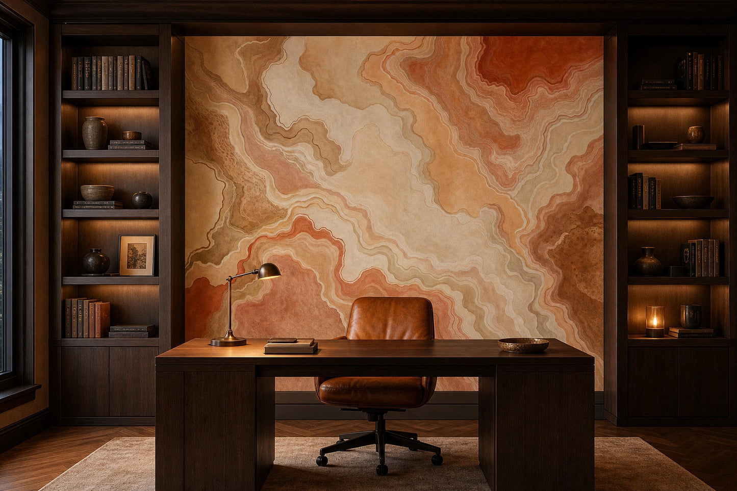 Terracotta Marble Wall Mural Earth Tone Abstract Stone Wall Decor