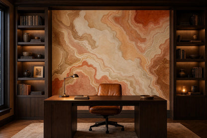 Terracotta Marble Wall Mural Earth Tone Abstract Stone Wall Decor