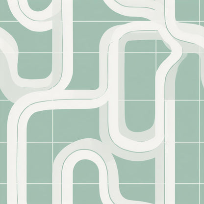 Retro Mint Geometric Wallpaper Mid Century Modern Abstract Grid Wall Decor