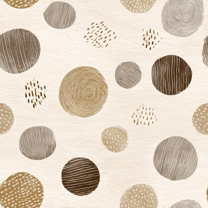 Organic Circle Wallpaper Scandinavian Modern Pattern Neutral Earth Tone Wall Decor