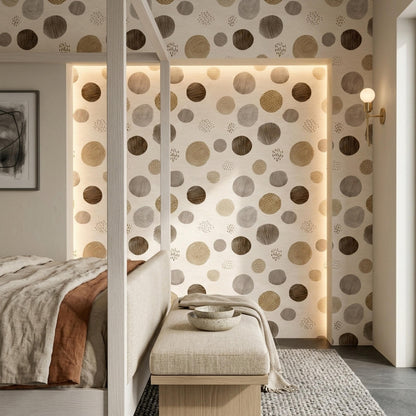 Organic Circle Wallpaper Scandinavian Modern Pattern Neutral Earth Tone Wall Decor