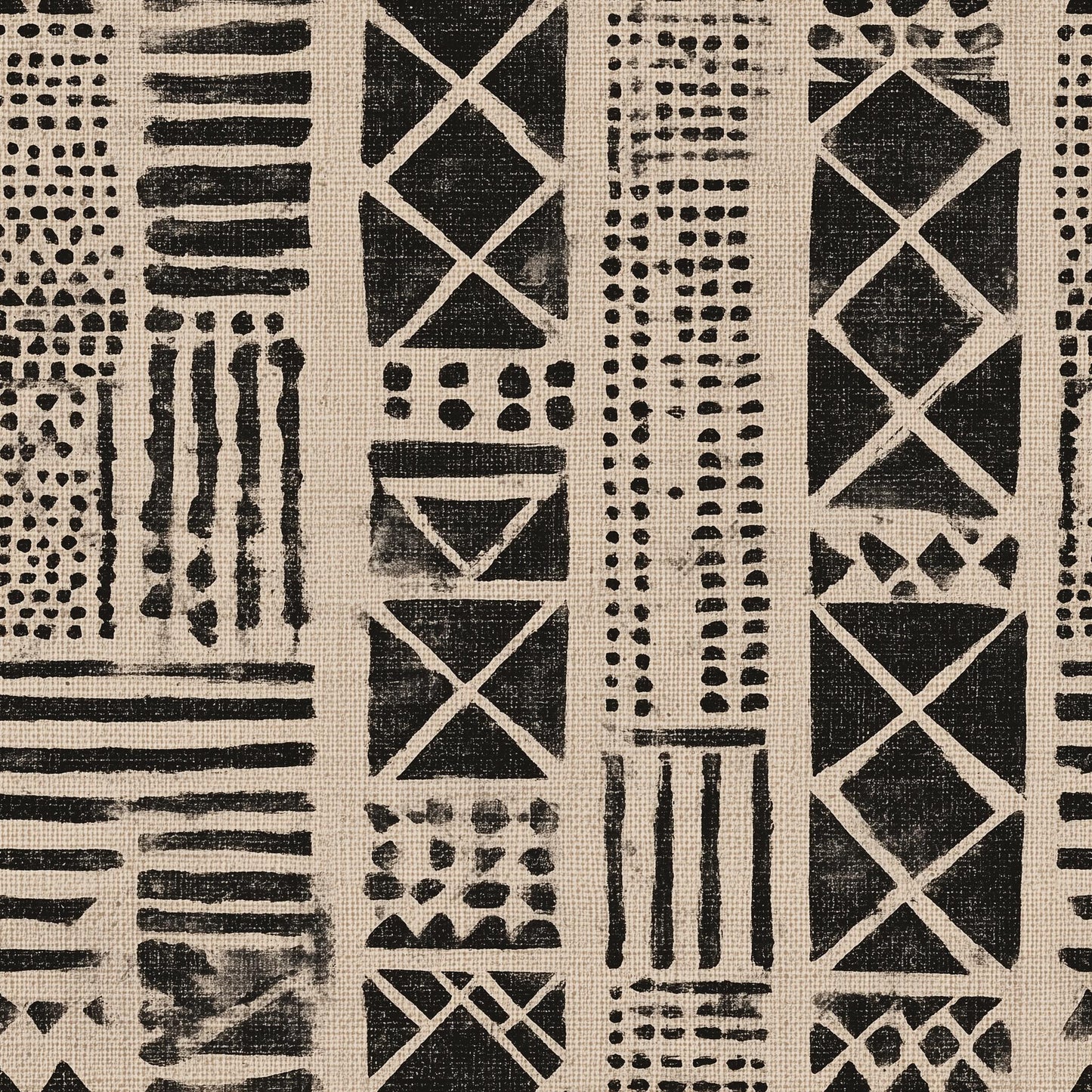 Mudcloth Wallpaper African Tribal Pattern Boho Geometric Wallpaper Neutral Wall Decor