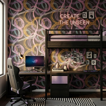 Designer Abstract Wallpaper Artistic Loop Pattern Modern Statement Wall Decor