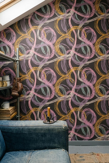 Designer Abstract Wallpaper Artistic Loop Pattern Modern Statement Wall Decor