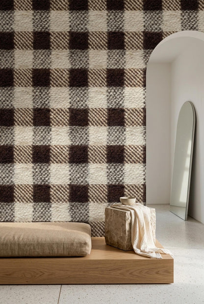 Rustic Plaid Wallpaper Cozy Cabin Decor Lodge Style Check Pattern Wall Covering