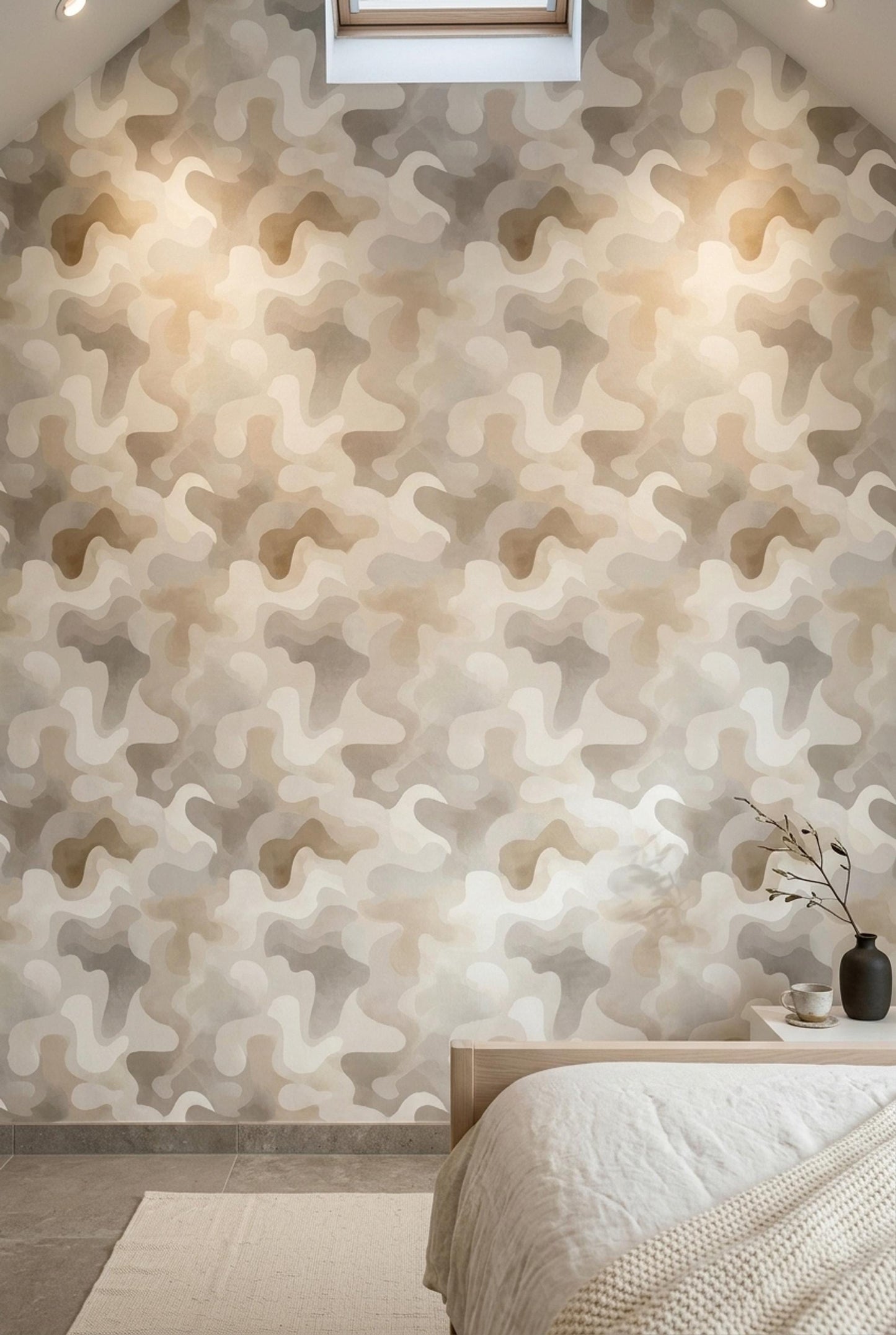 Organic Modern Wallpaper Neutral Abstract Pattern Japandi Wall Decor