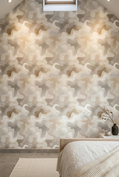 Organic Modern Wallpaper Neutral Abstract Pattern Japandi Wall Decor