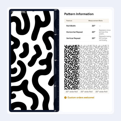 Modern Organic Wallpaper Black White Abstract Pattern Scandinavian Wall Decor