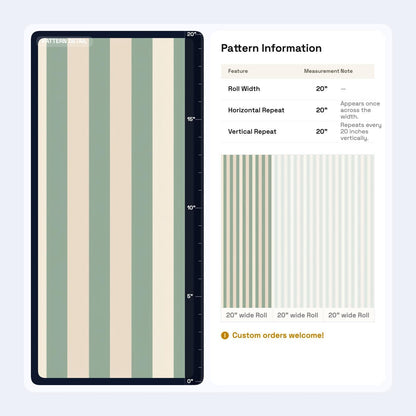 Sage Green Stripe Wallpaper Scandinavian Coastal Decor Modern Minimalist Wall Design