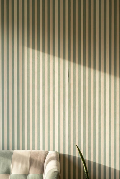 Sage Green Stripe Wallpaper Scandinavian Coastal Decor Modern Minimalist Wall Design