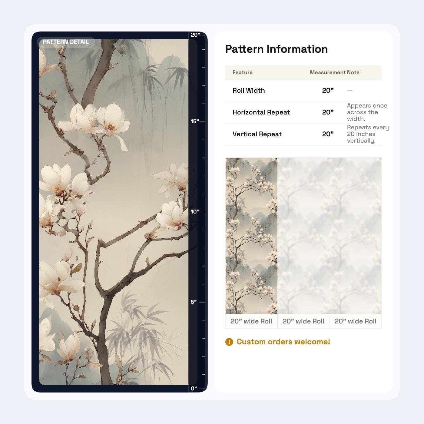 Magnolia Chinoiserie Wallpaper Asian Botanical Wallpaper Zen Floral Wall Decor