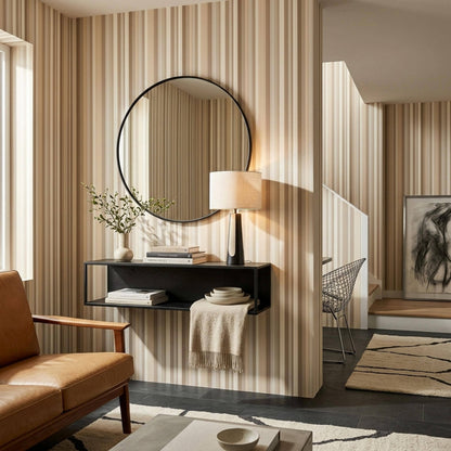 Beige Stripe Wallpaper Neutral Vertical Stripe Wallpaper Modern Classic Wall Covering