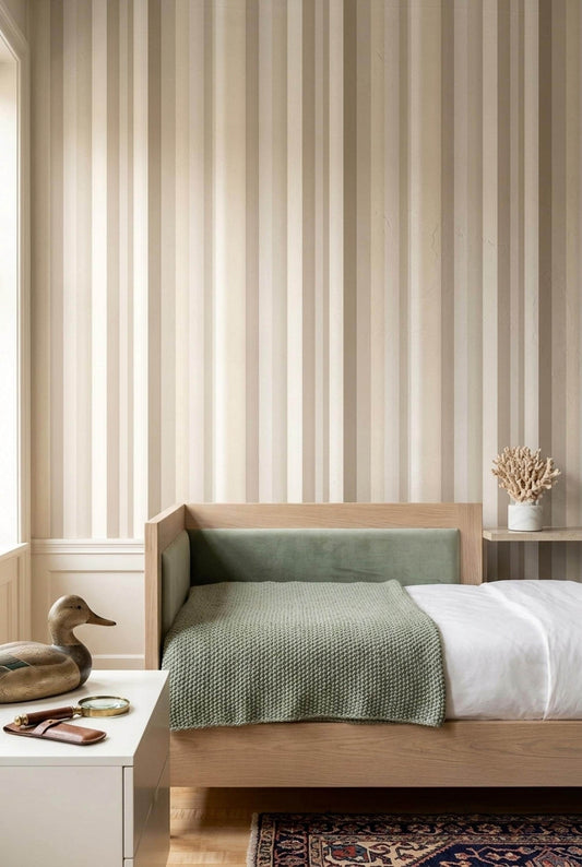 Beige Stripe Wallpaper Neutral Vertical Stripe Wallpaper Modern Classic Wall Covering