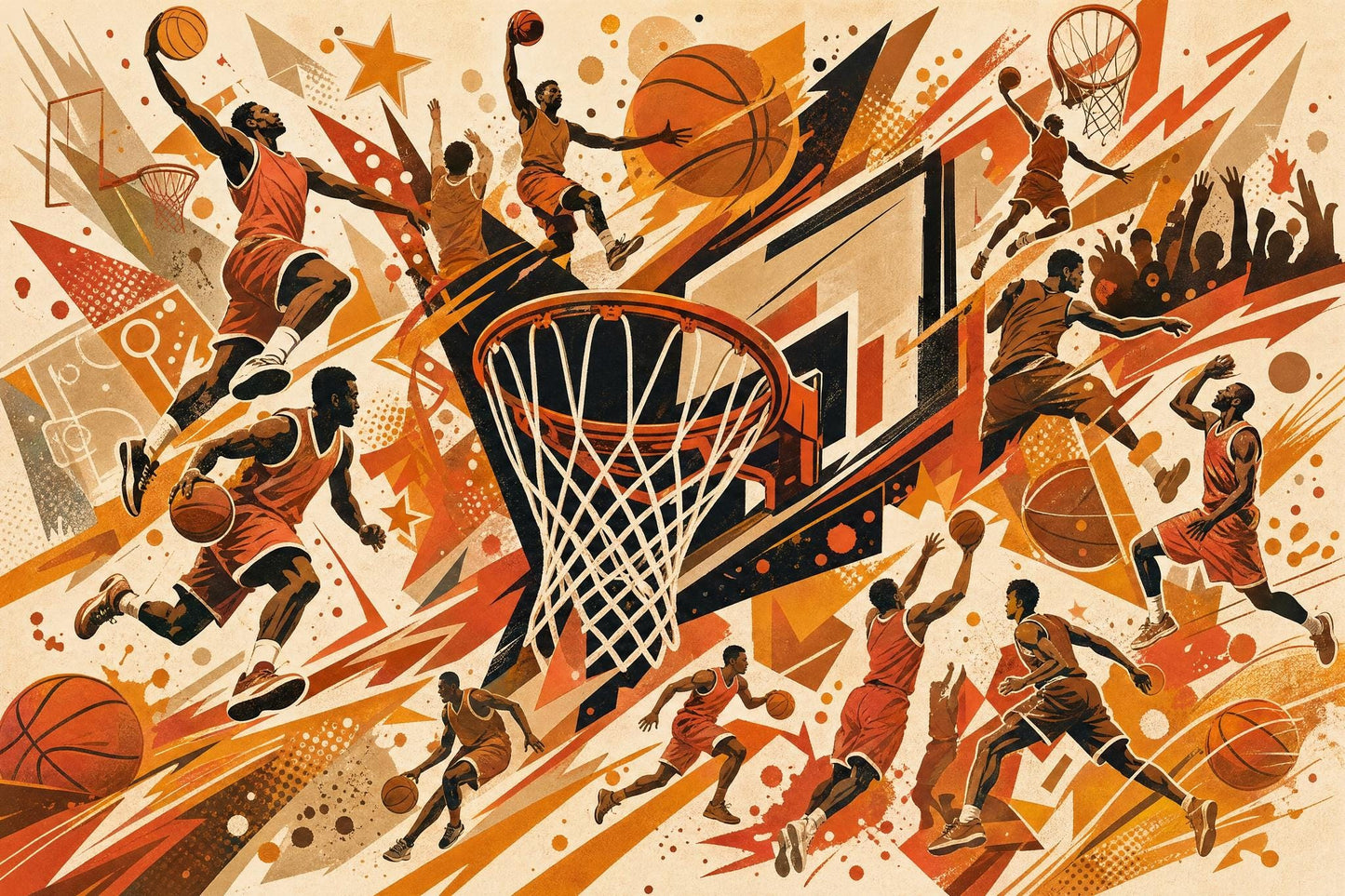 Basketball Wall Mural Athletic Gym Decor Sports Facility Wallpaper Dynamic Game Room Feature Wall