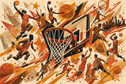 Basketball Wall Mural Athletic Gym Decor Sports Facility Wallpaper Dynamic Game Room Feature Wall