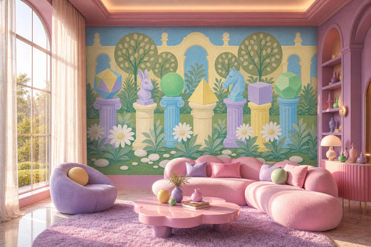 Montessori Wall Mural Educational Playroom Wallpaper Pastel Learning Space Nursery Decor