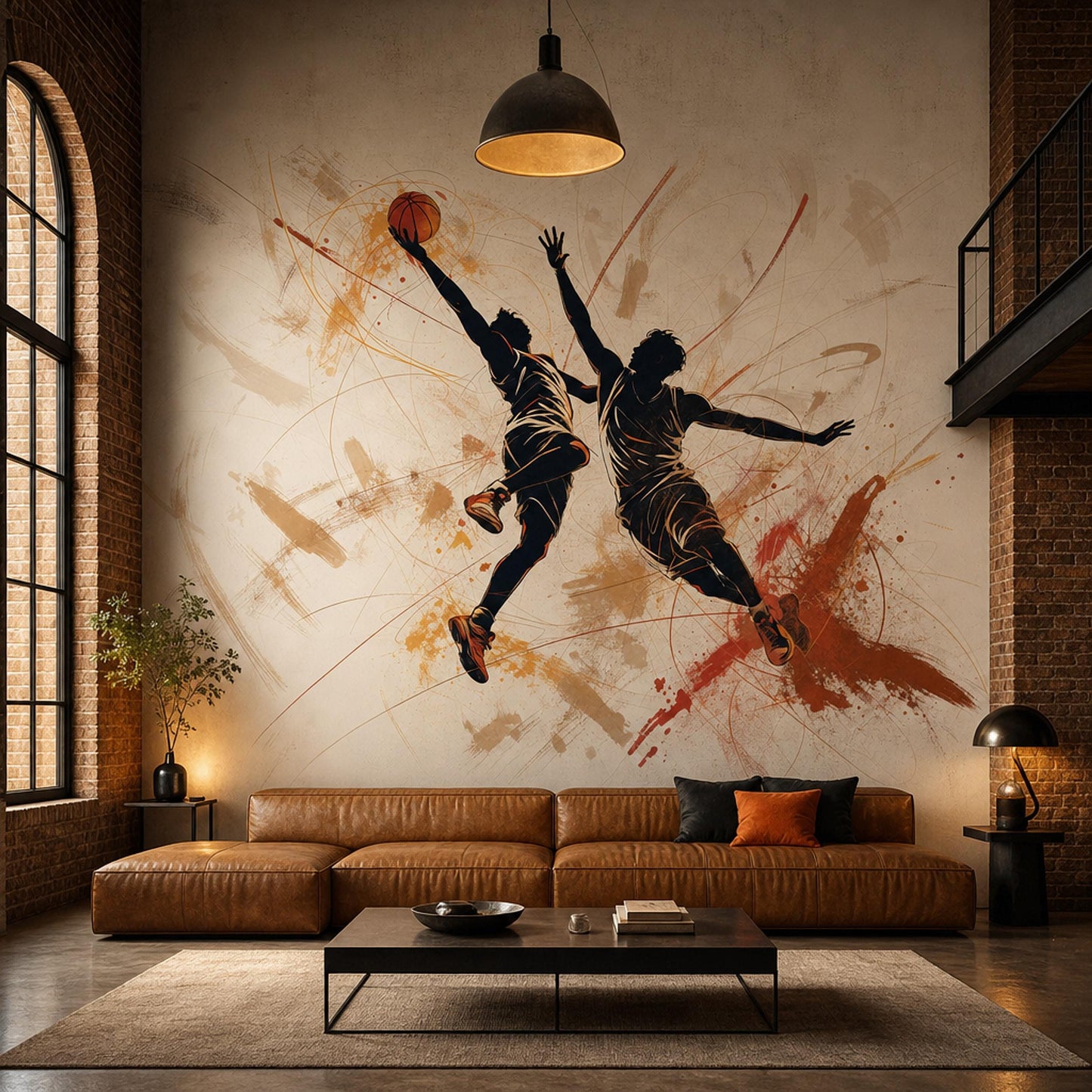 Basketball Wall Mural Modern Sports Decor Athletic Wallpaper Home Gym Training Room Decor