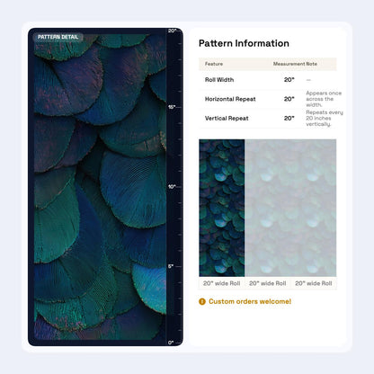 Peacock Feather Wallpaper Jewel Tone Art Deco Luxury Blue Green Textured Wall Decor