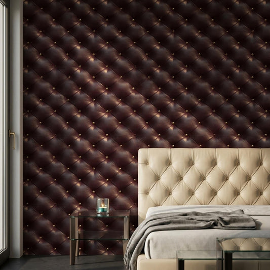 Chesterfield Leather Wallpaper Dark Academia Vintage Office Library Wall Decor Luxury