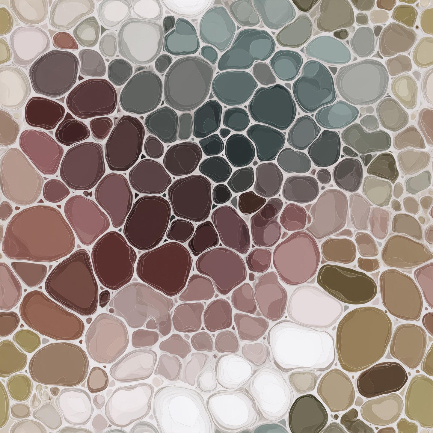 Stone Mosaic Wallpaper Organic Pebble Pattern Earth Tone Abstract Modern Wallpaper