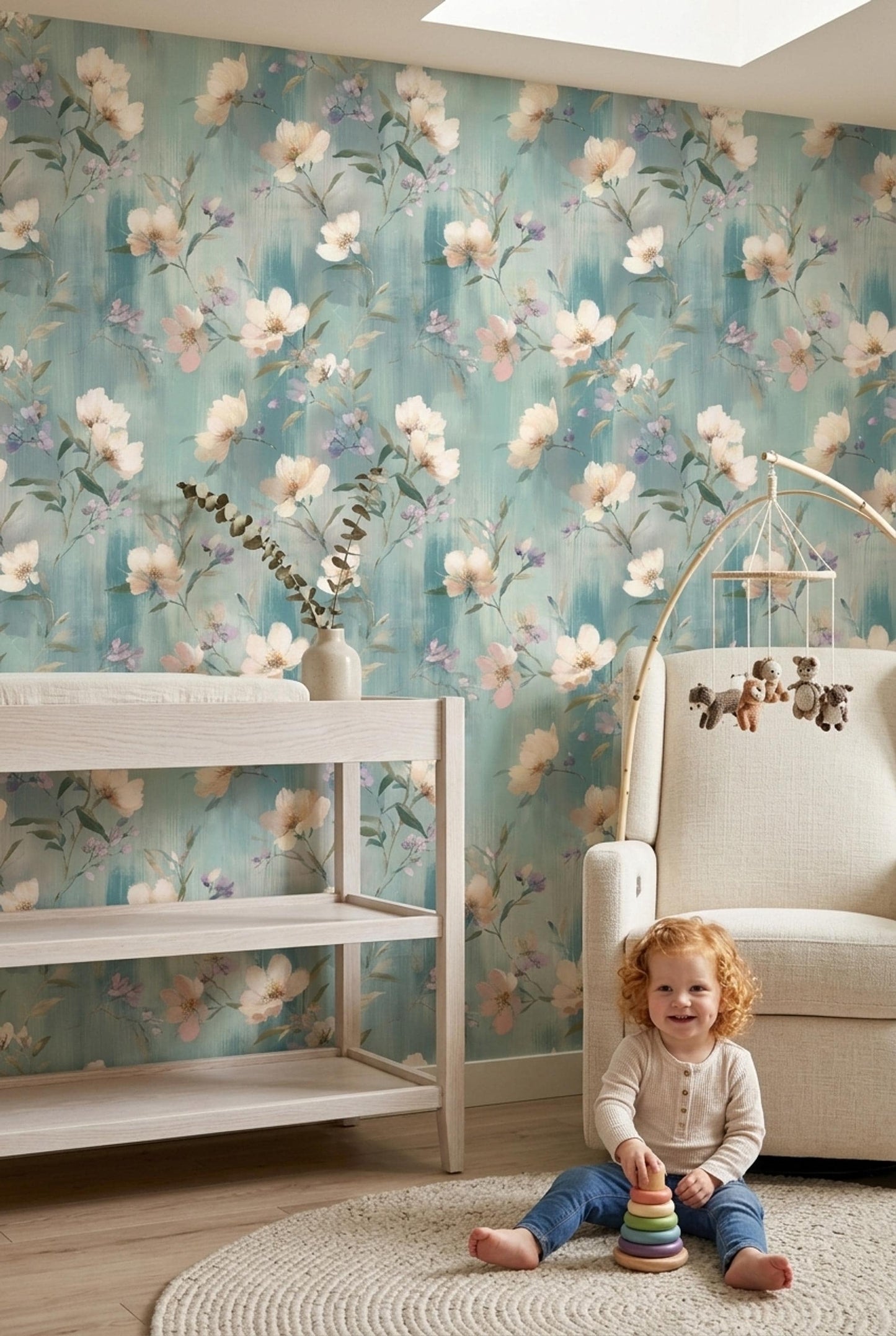 Soft Impressionist Floral Wallpaper Romantic Botanical French Country Wall Decor