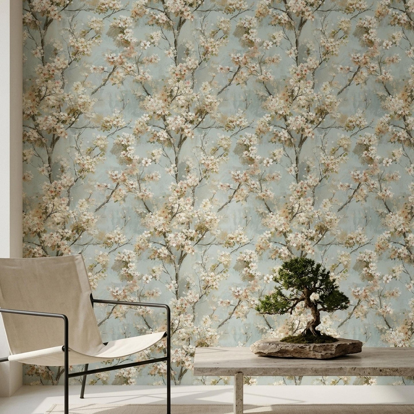 Fine Art Blossom Wallpaper Orchard Floral Oil Painting Botanical Wall Decor