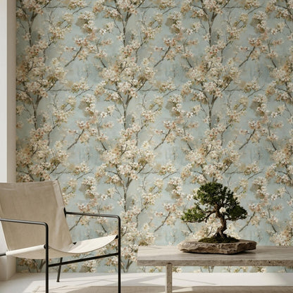 Fine Art Blossom Wallpaper Orchard Floral Oil Painting Botanical Wall Decor