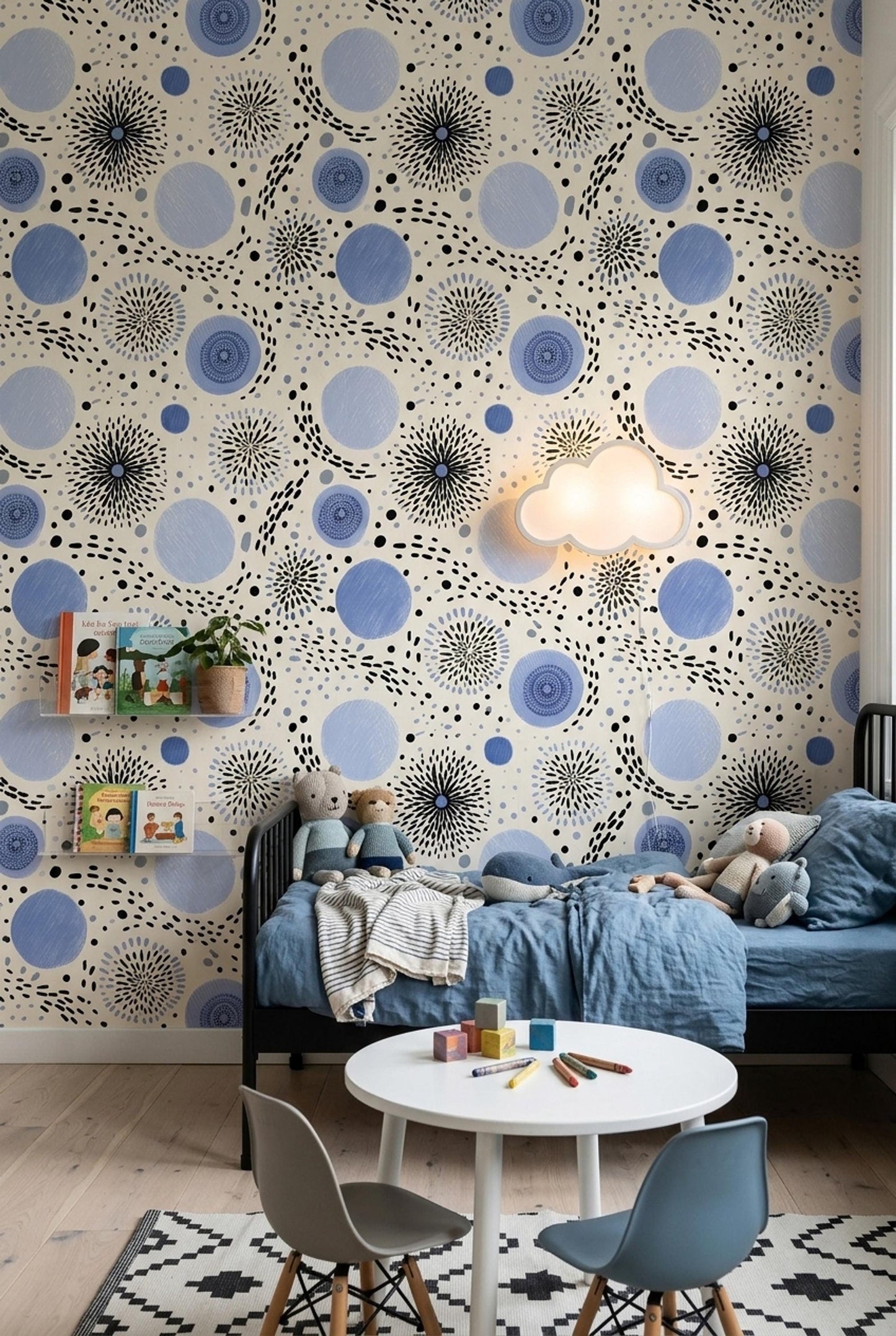 Scandinavian Modern Wallpaper Mid Century Abstract Nordic Geometric Wall Decor