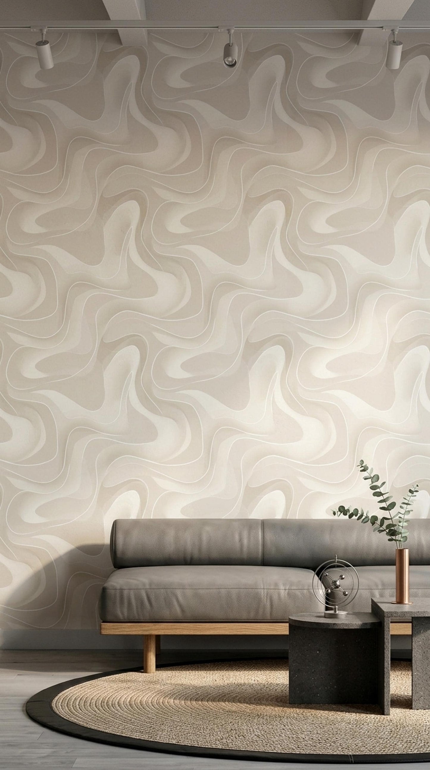 Neutral Abstract Wave Wallpaper Organic Flow Pattern Modern Beige Minimalist Decor