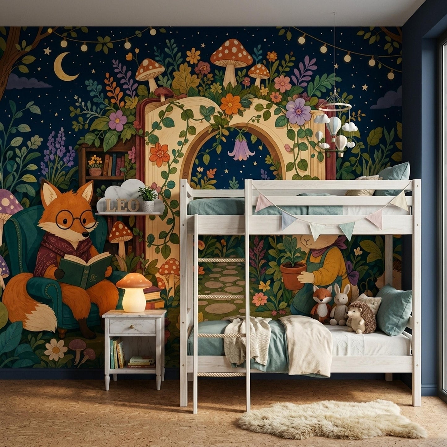 Storybook Forest Wall Mural Enchanted Reading Nook Woodland Library Nursery Decor
