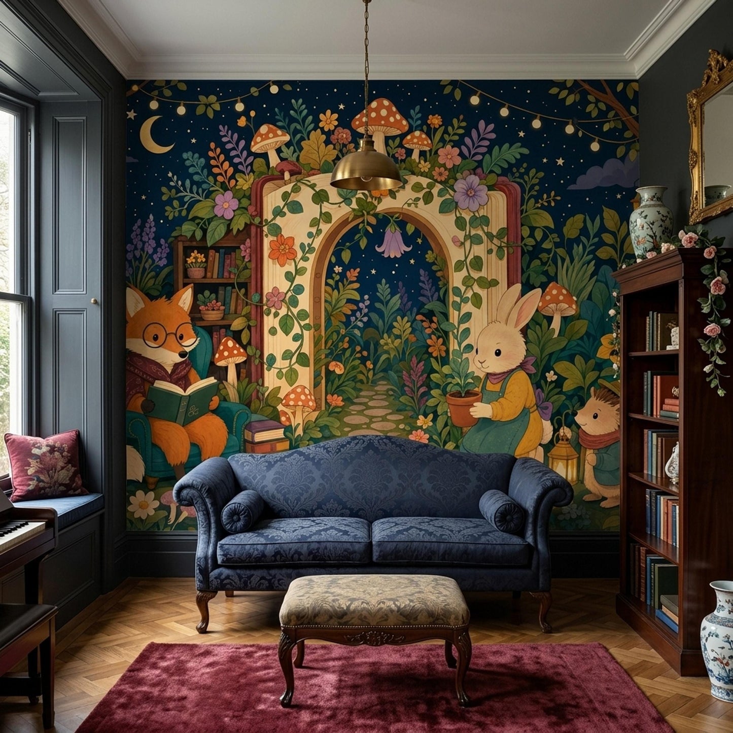 Storybook Forest Wall Mural Enchanted Reading Nook Woodland Library Nursery Decor