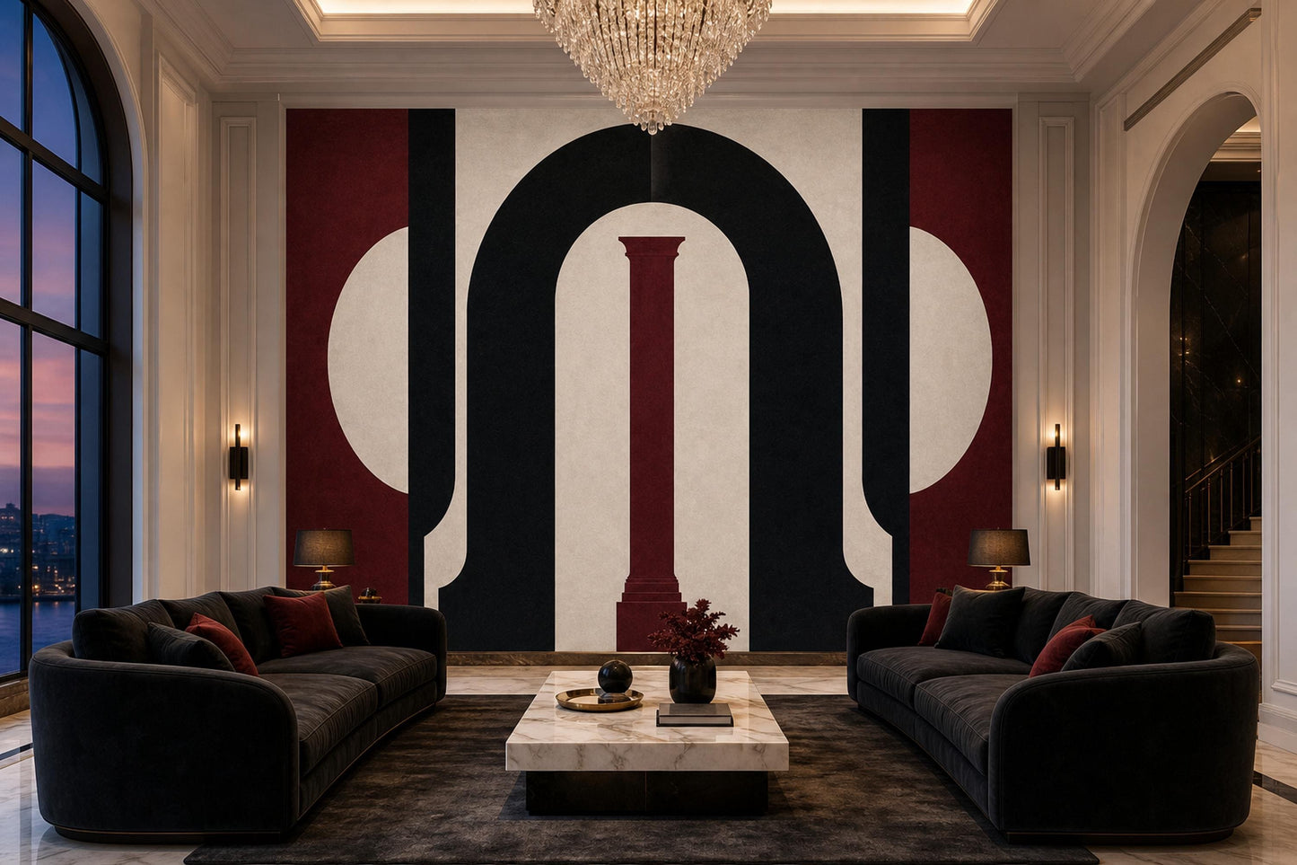 Architectural Arch Wall Mural Bauhaus Luxe Interior Modern Geometric Statement Wall Decor