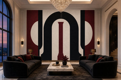 Architectural Arch Wall Mural Bauhaus Luxe Interior Modern Geometric Statement Wall Decor