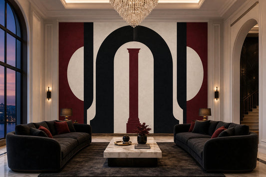 Architectural Arch Wall Mural Bauhaus Luxe Interior Modern Geometric Statement Wall Decor