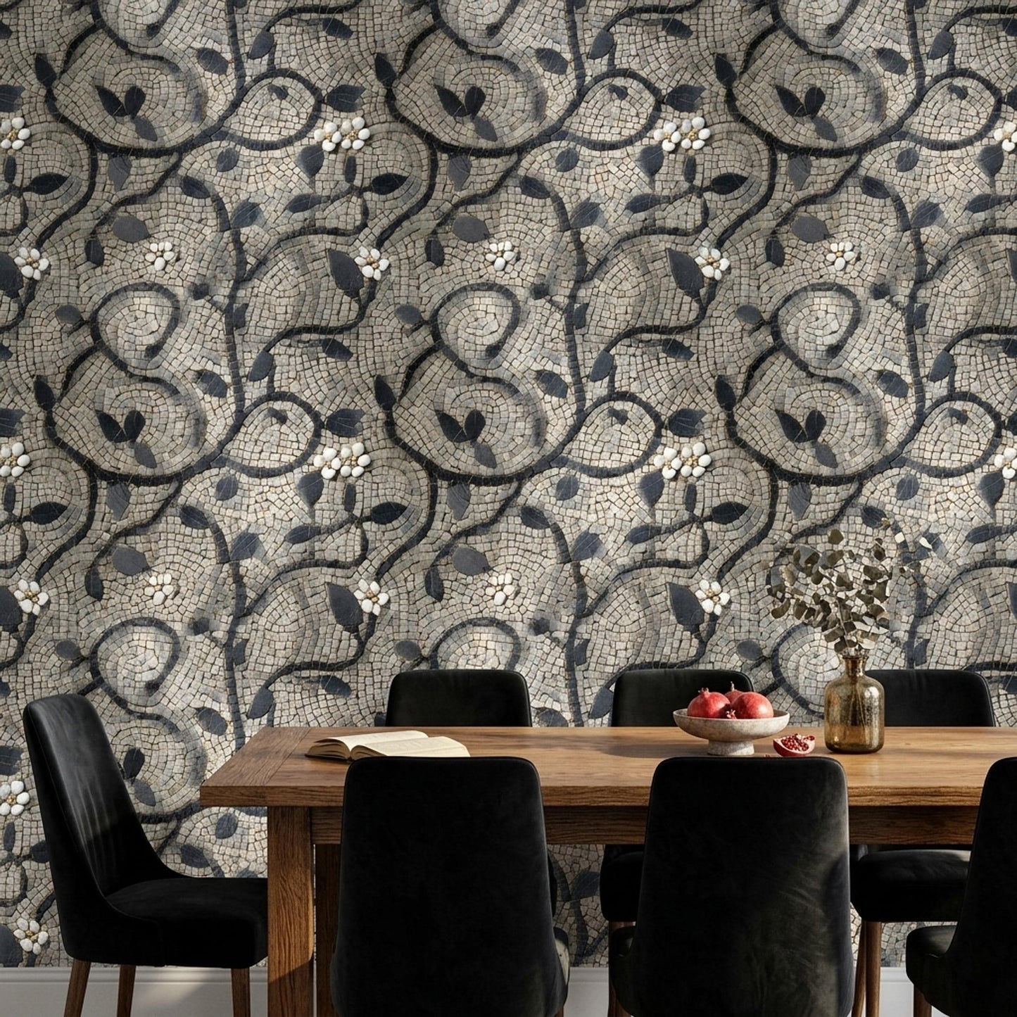 Roman Mosaic Wall Mural Luxury Stone Vine Wallpaper Mediterranean Interior Decor Feature Wall