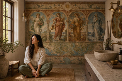 Italian Renaissance Wall Mural Museum Fresco Palazzo Decor Four Seasons Luxury Interior