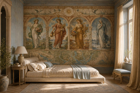 Italian Renaissance Wall Mural Museum Fresco Palazzo Decor Four Seasons Luxury Interior