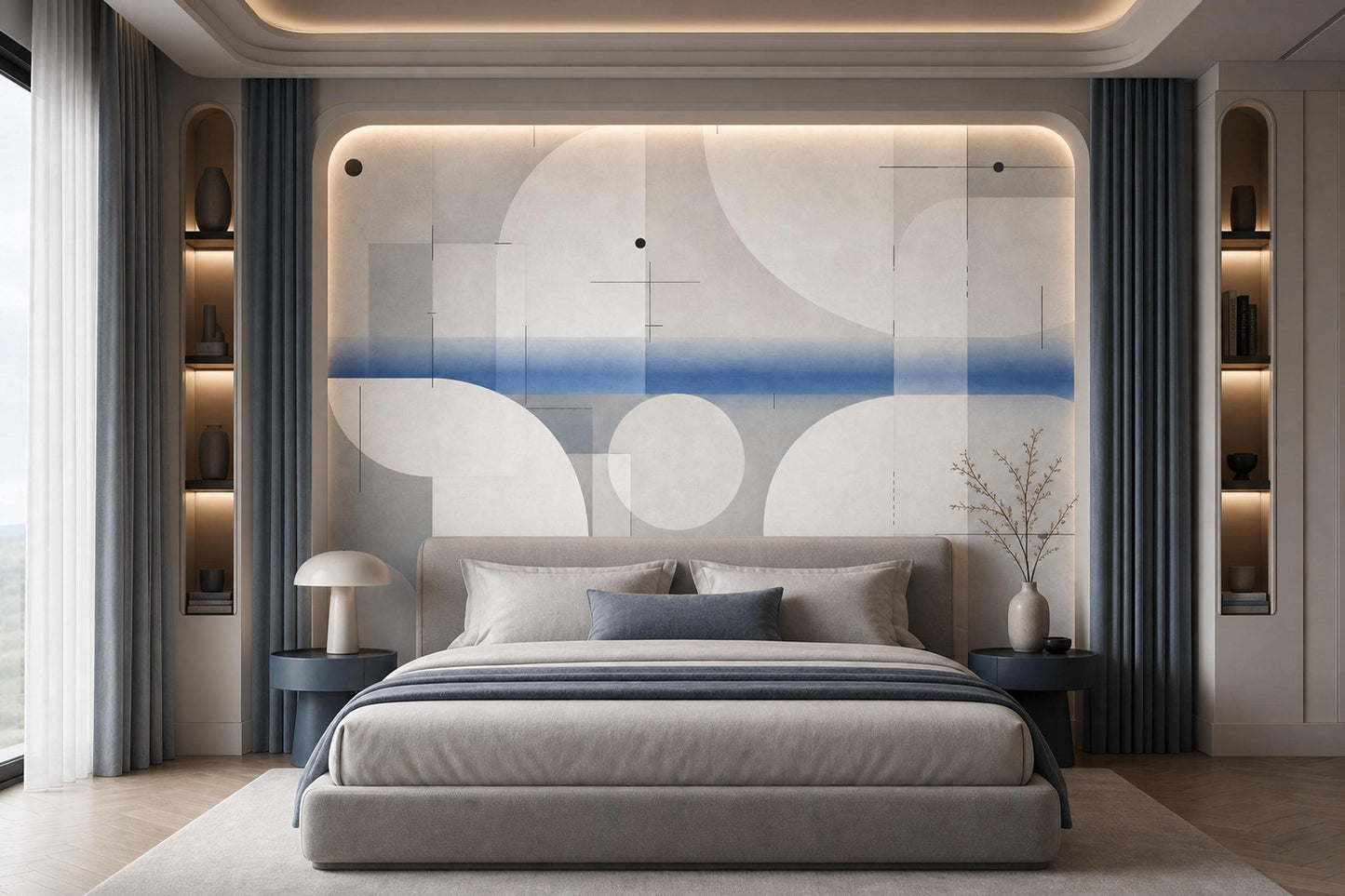 Organic Modern Wall Mural Minimalist Geometric Abstract Contemporary Architectural Decor