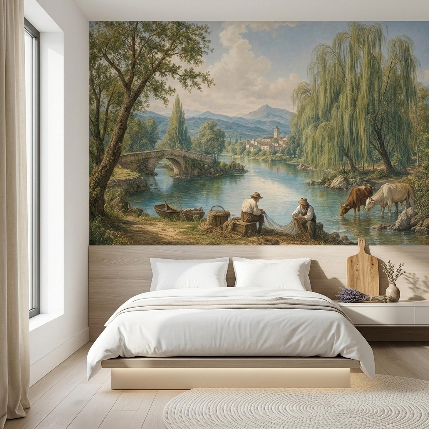 Old World Landscape Wall Mural European Countryside French Country Estate Decor