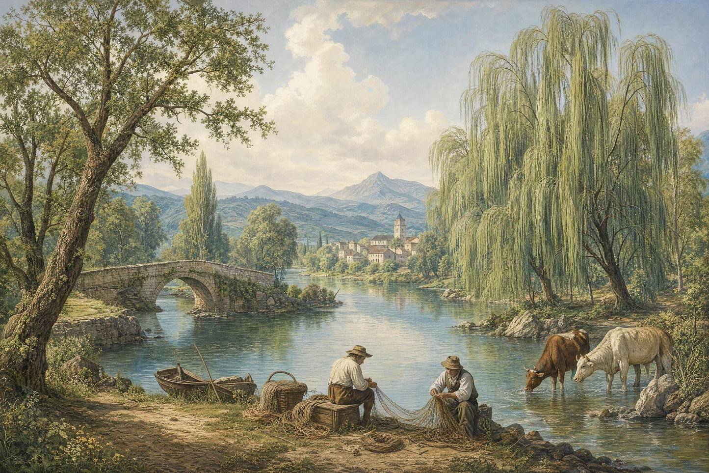 Old World Landscape Wall Mural European Countryside French Country Estate Decor