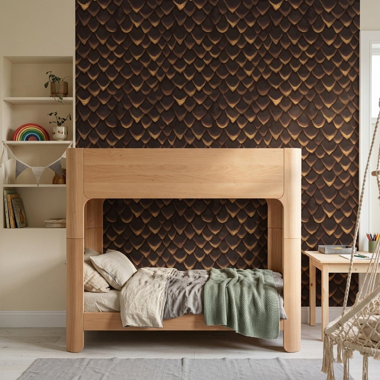 Dragon Scale Wallpaper Dark Bronze Fantasy Pattern Gothic Luxury Decor