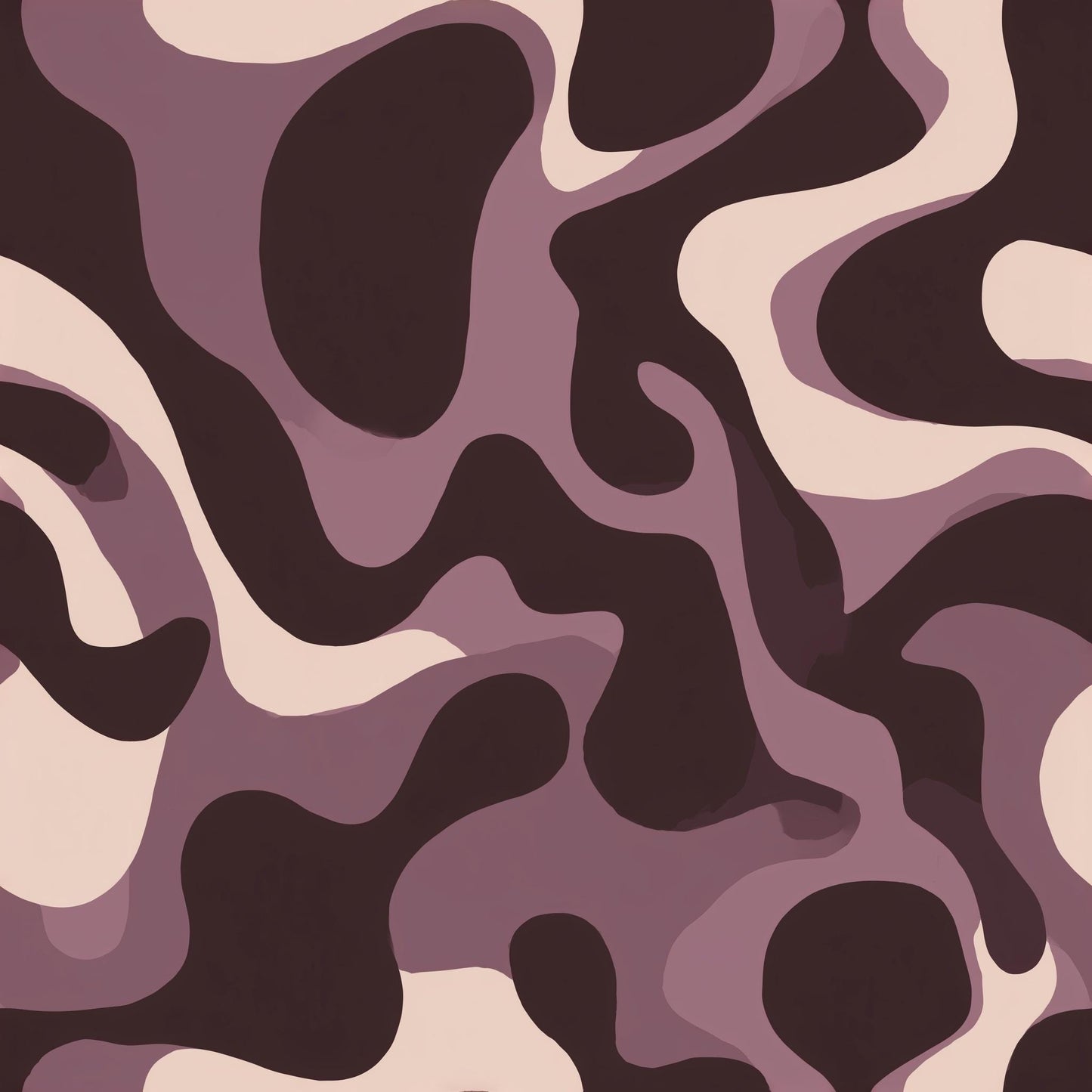 Retro Abstract Wallpaper Mauve Brown Organic Shapes Mid Century Modern Decor